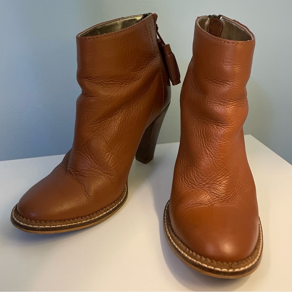 Ted Baker Encarna Tan Leather Heeled Ankle Boots Size 9